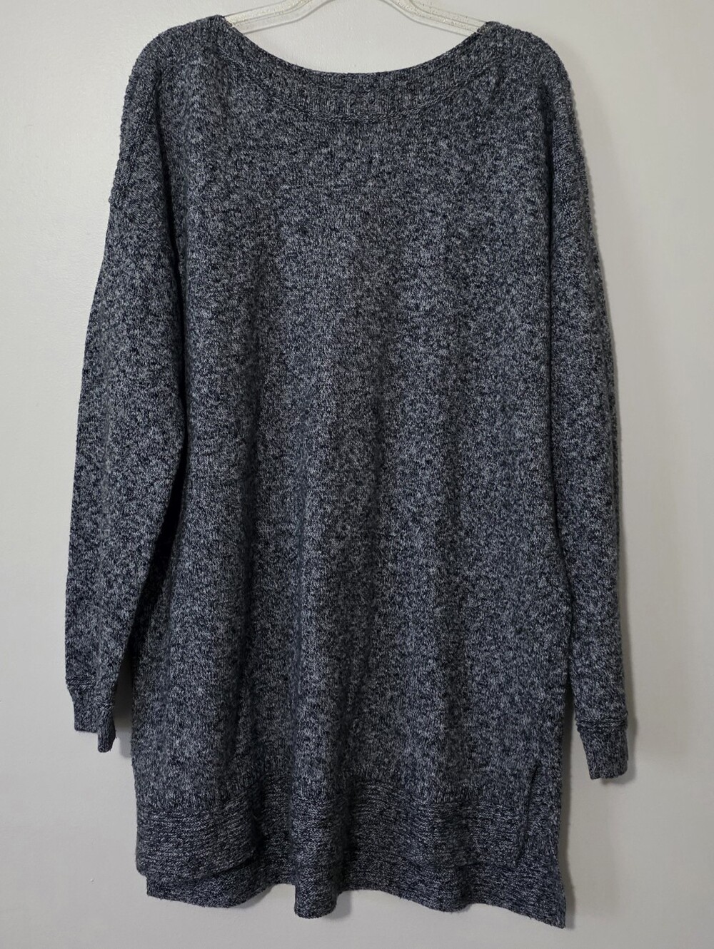 Old Navy Tunic Sweater Boat Neck Gray Minimalist Preppy Cotton Blend Sz Large